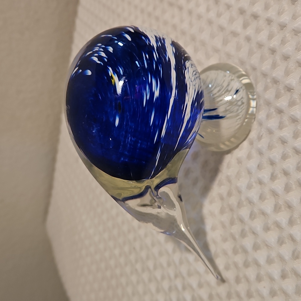 Hokita Kiwi Blue Glass Bird Sculpture